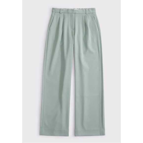 ABERCROMBIE | Sloane Low Rise Tailored Wide Leg Pant in Mint Green, Size 27R - Picture 4 of 10